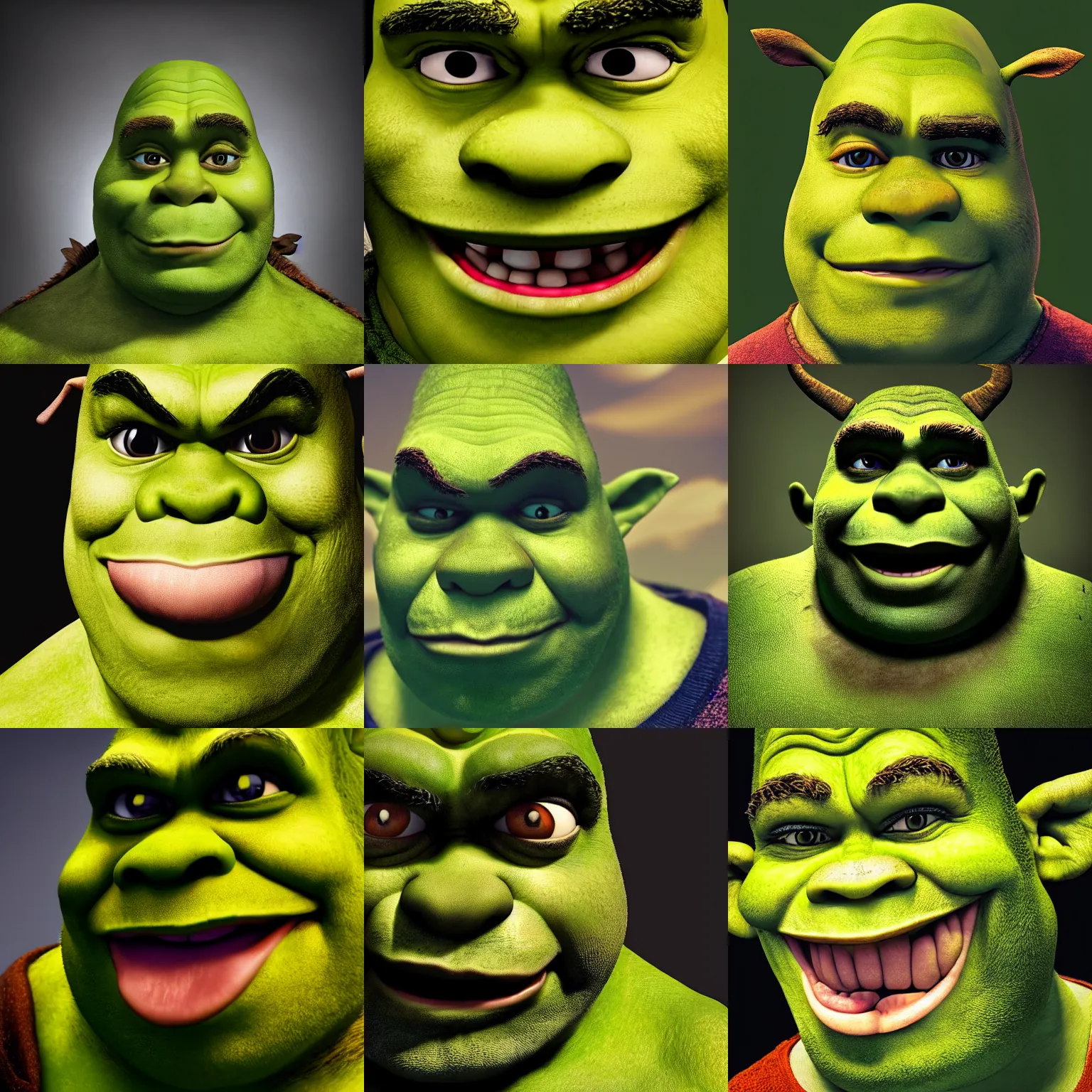 a HORRIFYING portrait of shrek