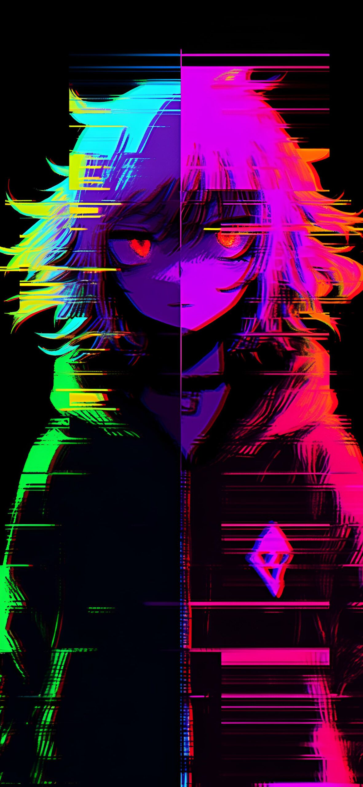 Cool Neon Girl Glitch Wallpaper