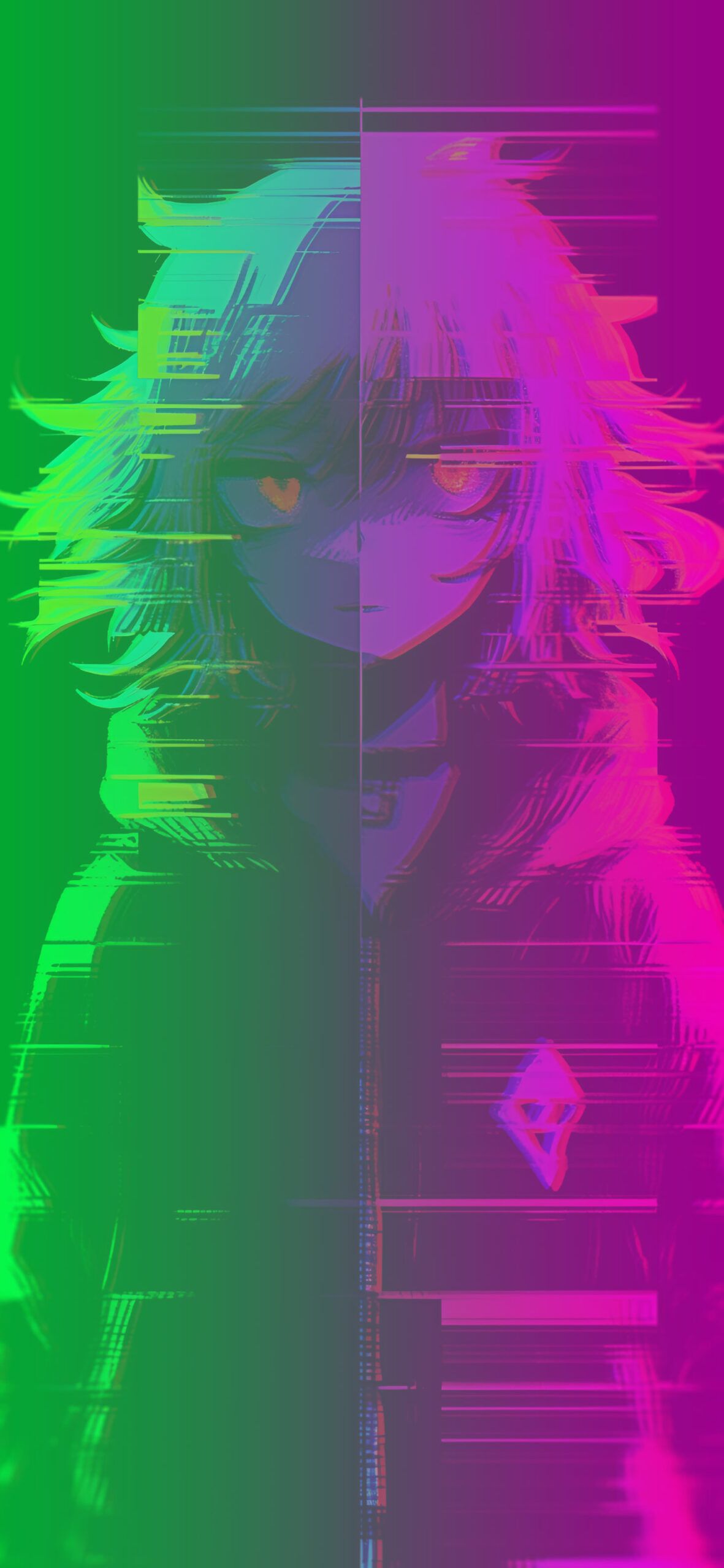 Cool Neon Girl Glitch Wallpaper