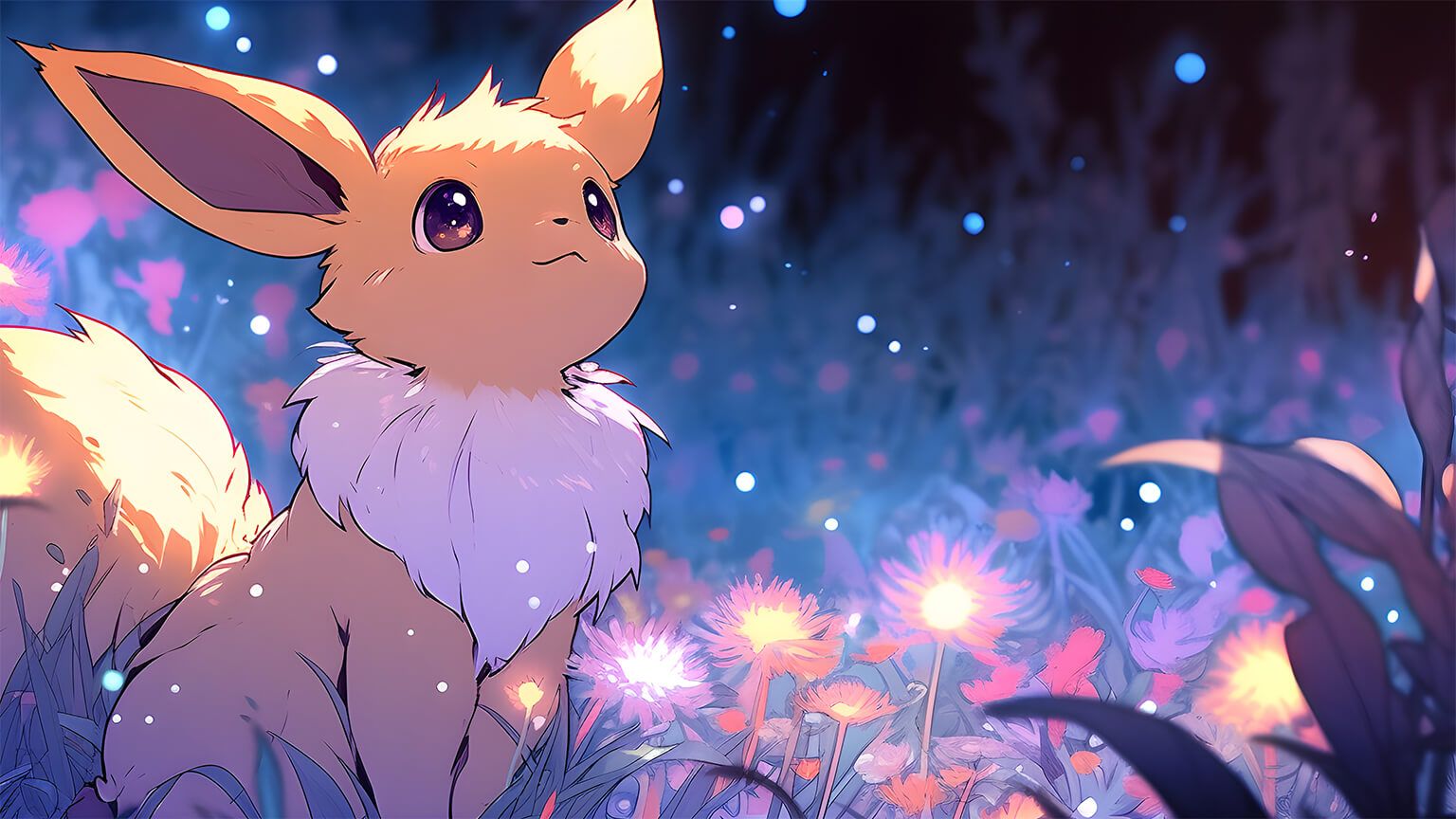 Pokemon Eevee Aesthetic Night Desktop