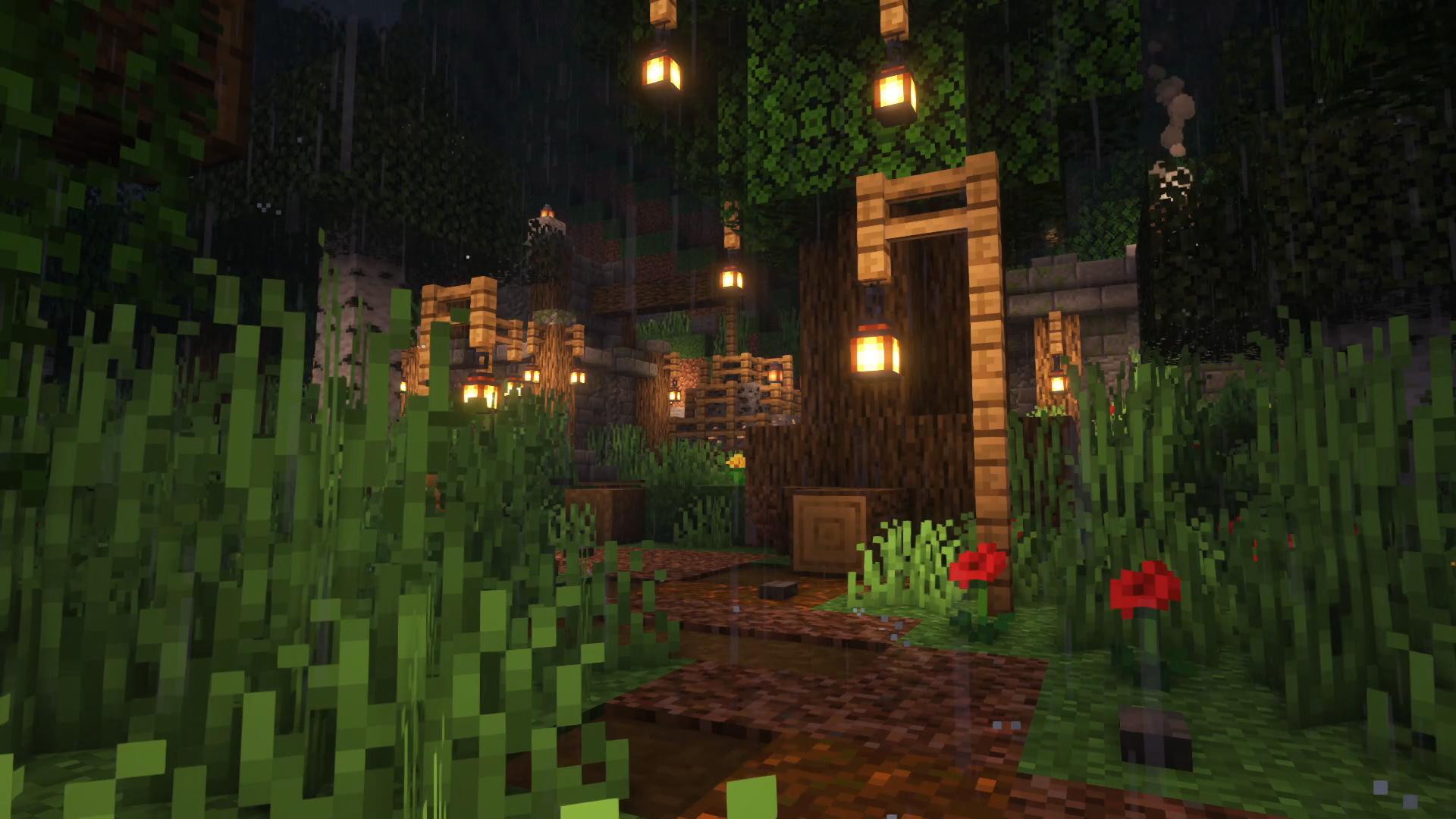 Minecraft Rainy Landscape Live Wallpaper