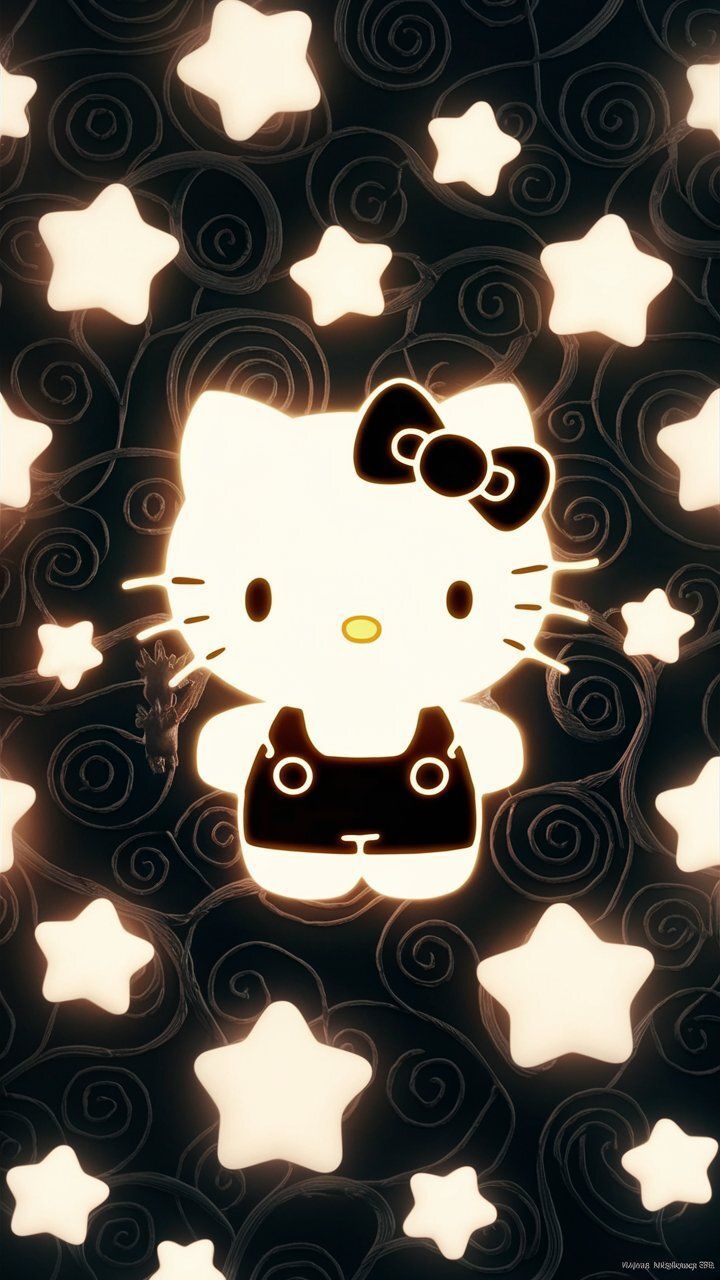 hello kitty wallpaper white and dark