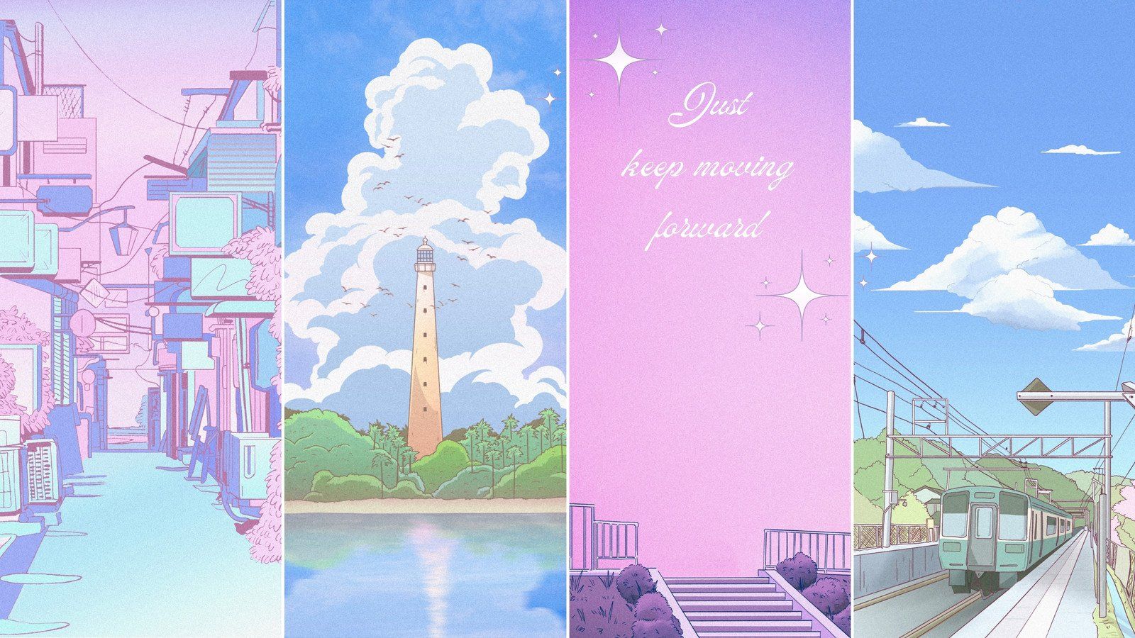 Anime, 90s anime, blue anime, pink anime, anime city