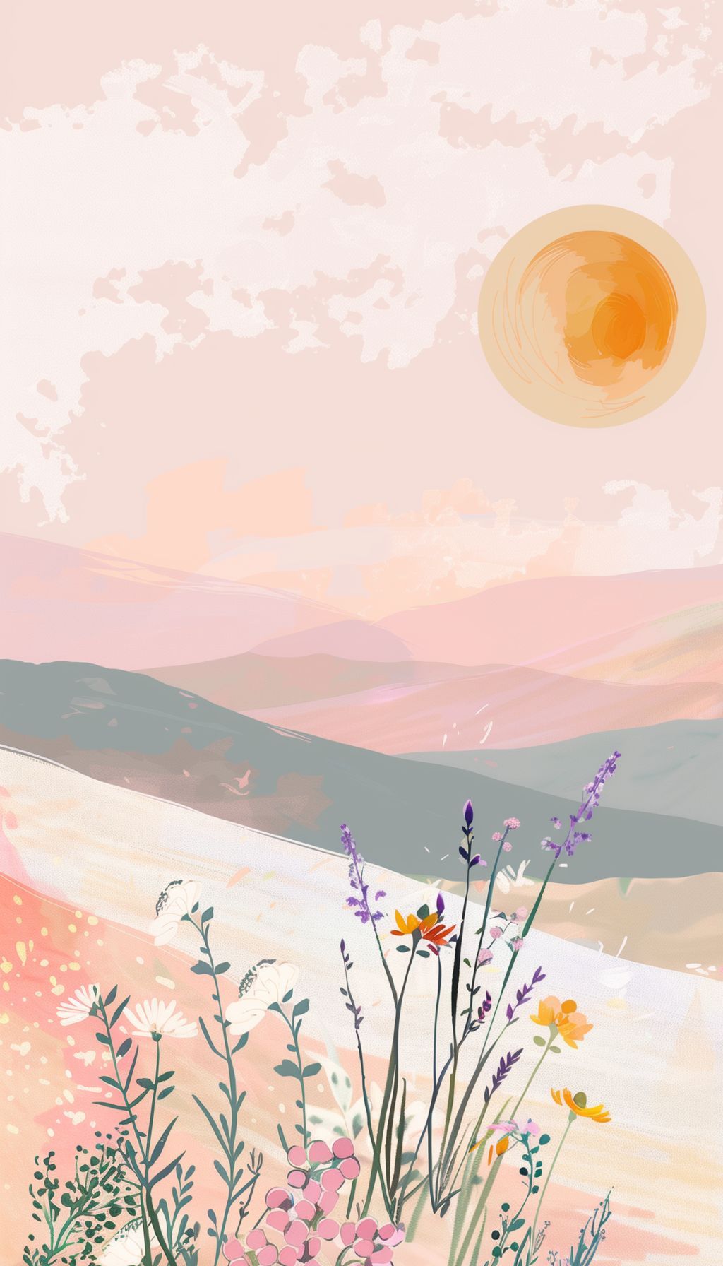 Pastel Sunrise Hills IPhone Wallpaper