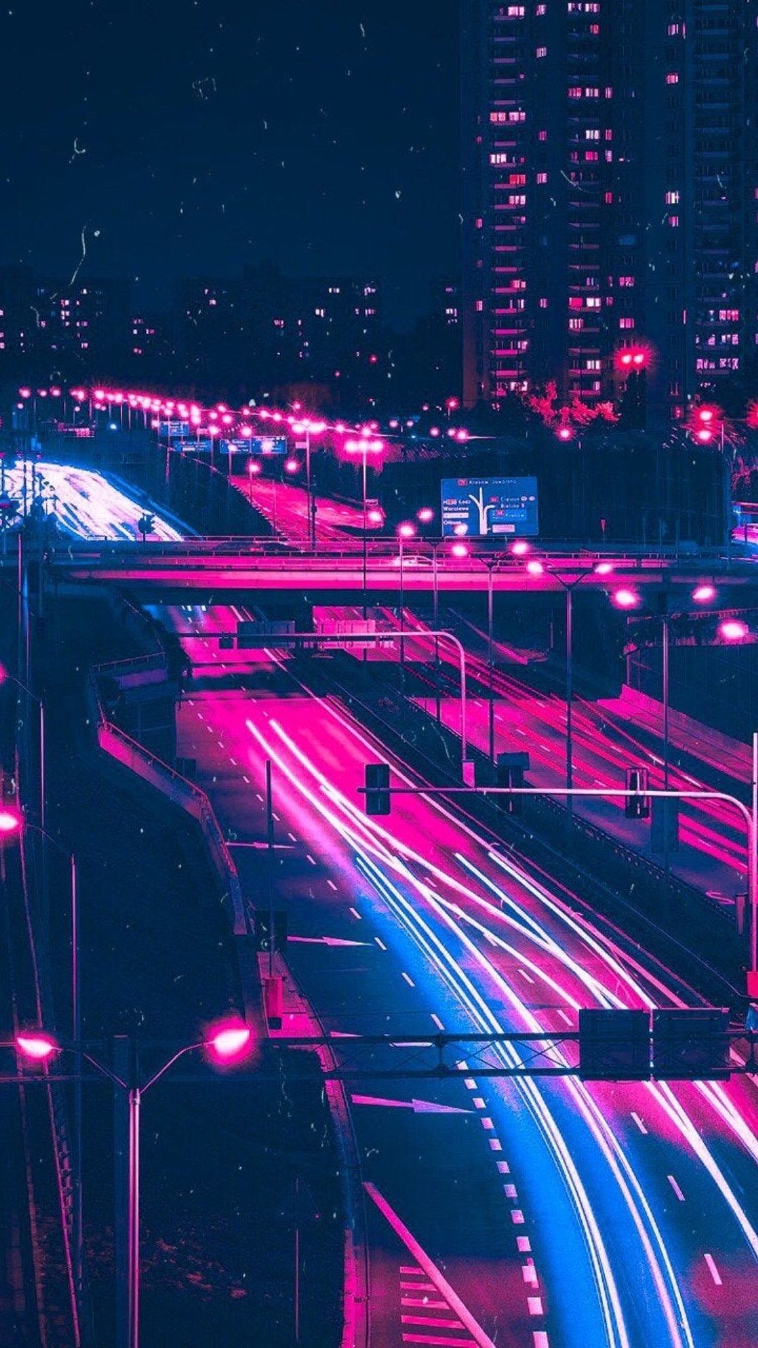 Aesthetic City Night Wallpaper for Phones with high-resolution 1080x1920 pixel. You can use this wallpaper for your iPhone 5, 6, 7, 8, X, XS, XR backgrounds, Mobile Screensaver, or iPad Lock Screen - Neon blue, city