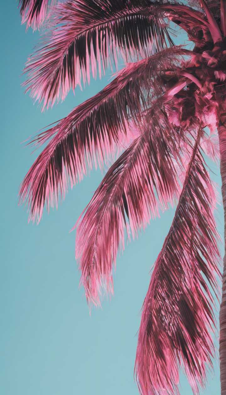 A neon pink palm tree against