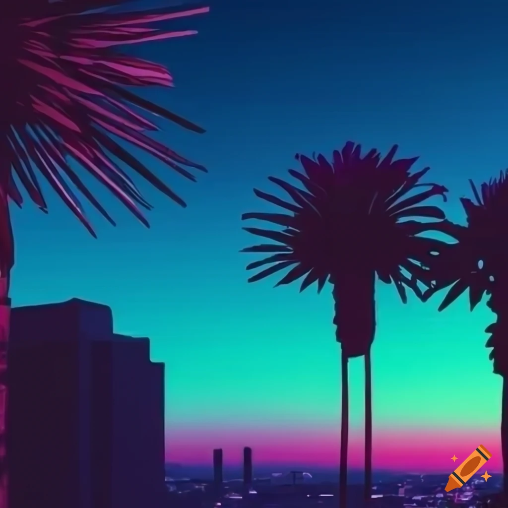 Los angeles palm trees synthwave