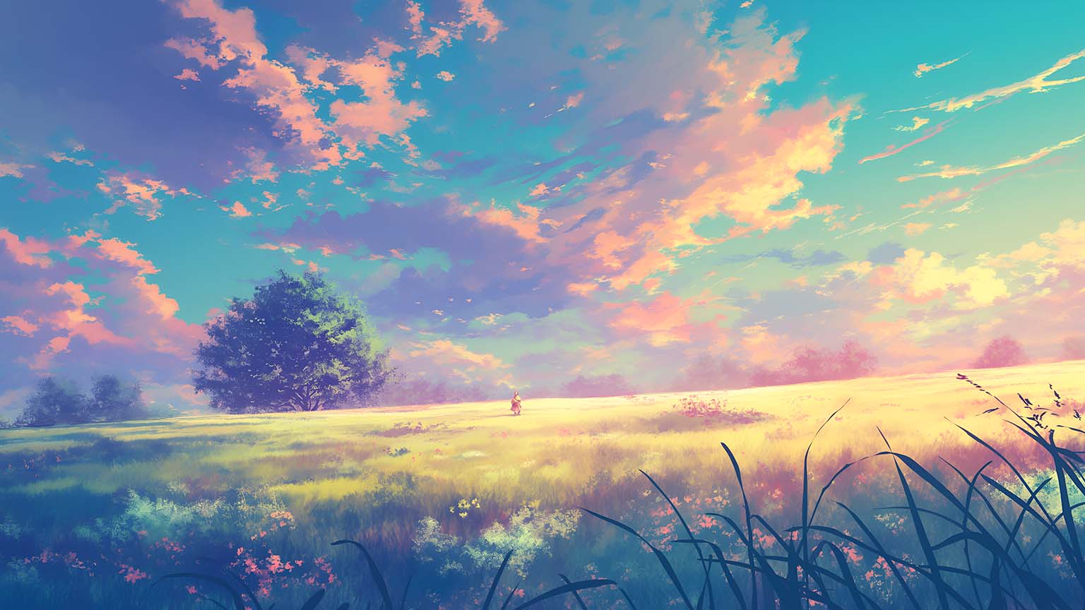 Stunning Pastel Field Aesthetic Desktop