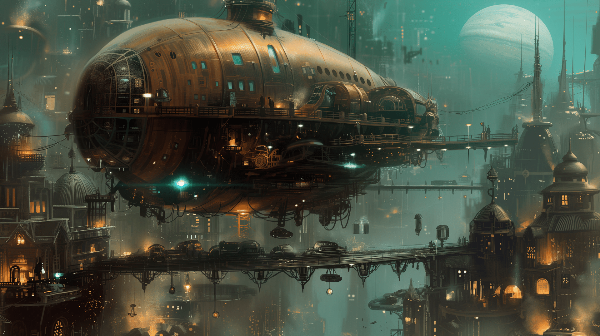 Steampunk Cityscape HD Wallpaper