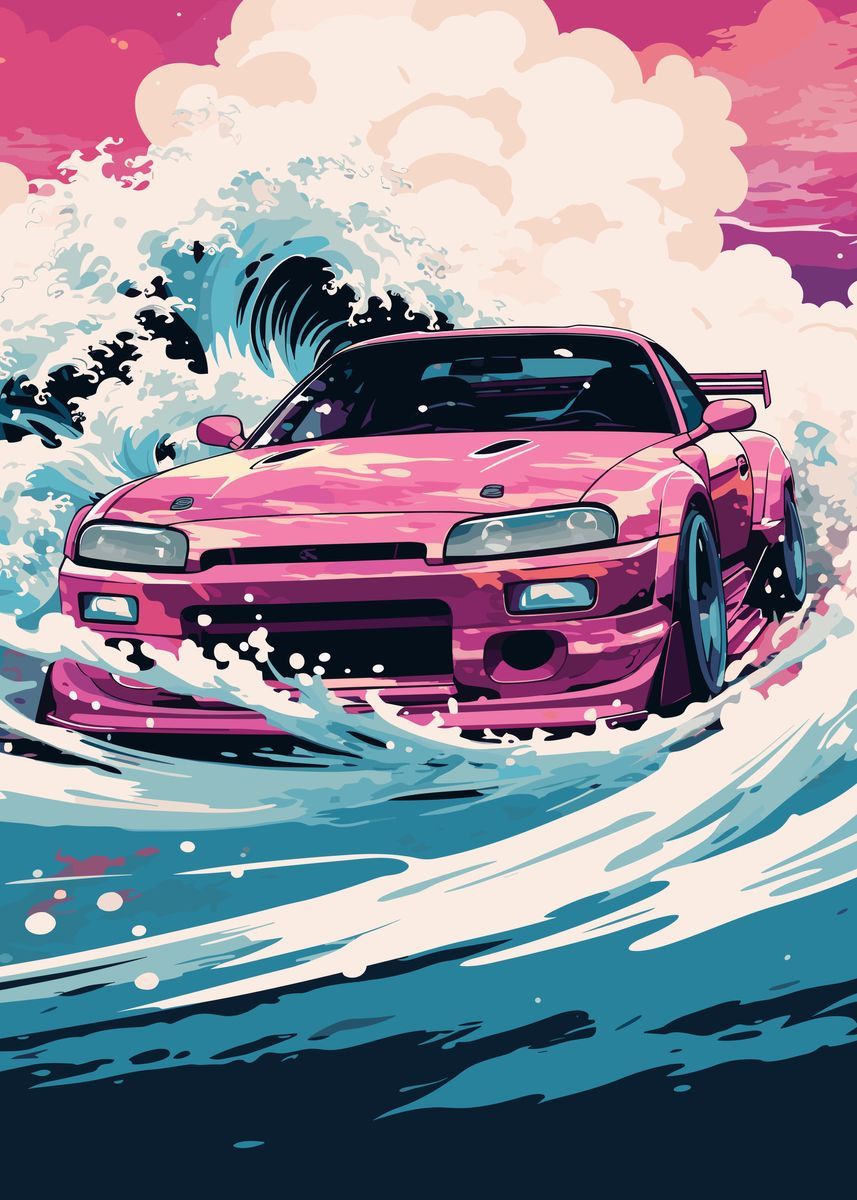 JDM Japanese Wave Car Art' Poster