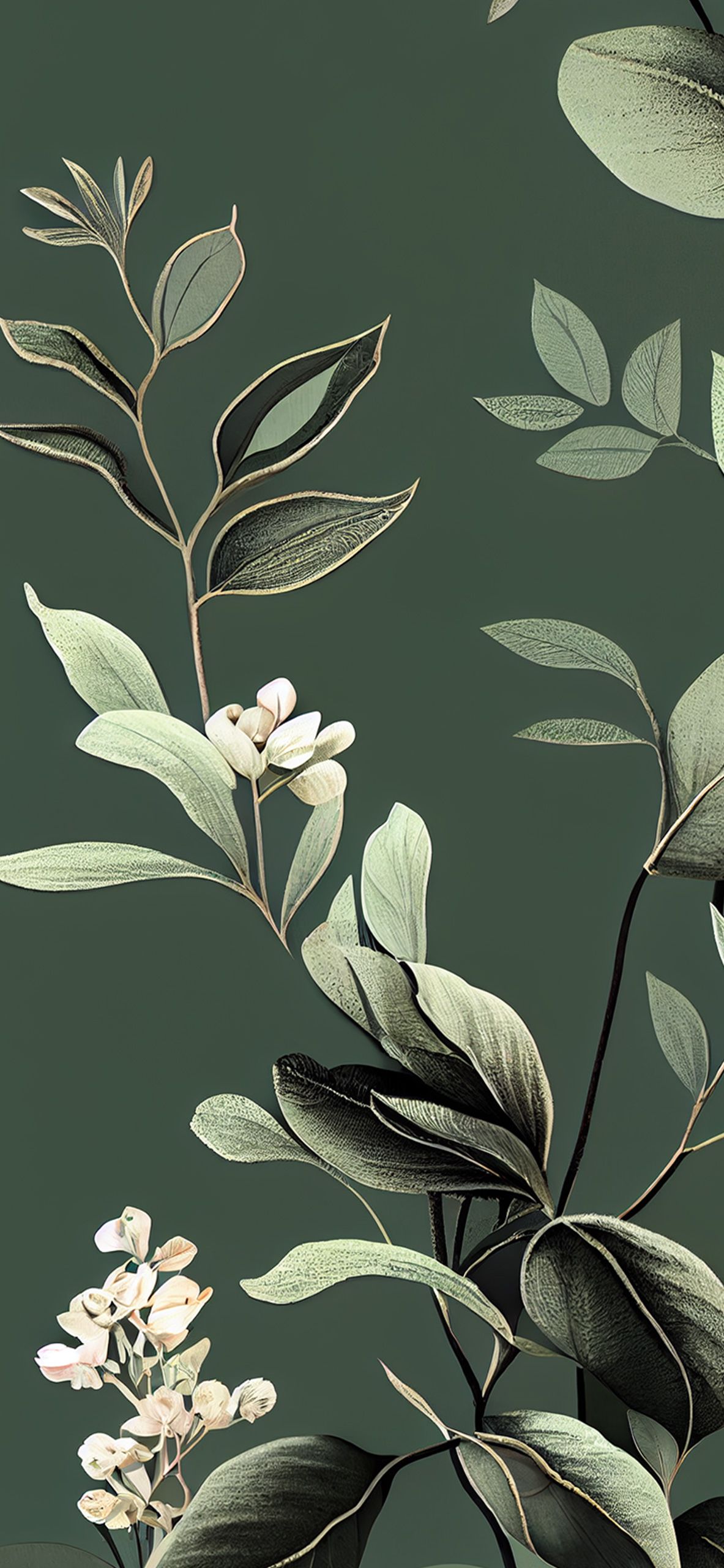 Blooming Flowers Sage Green Wallpaper