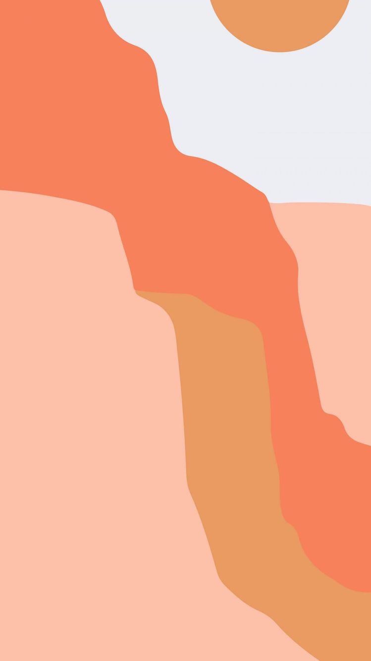 A minimalist landscape illustration of a desert with a sun in the top right corner. - Orange