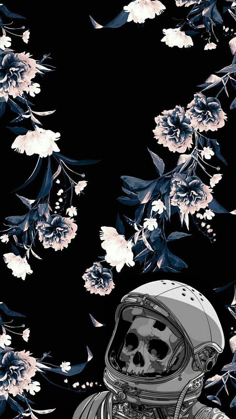 Aesthetic flowers, flower, rose, skull