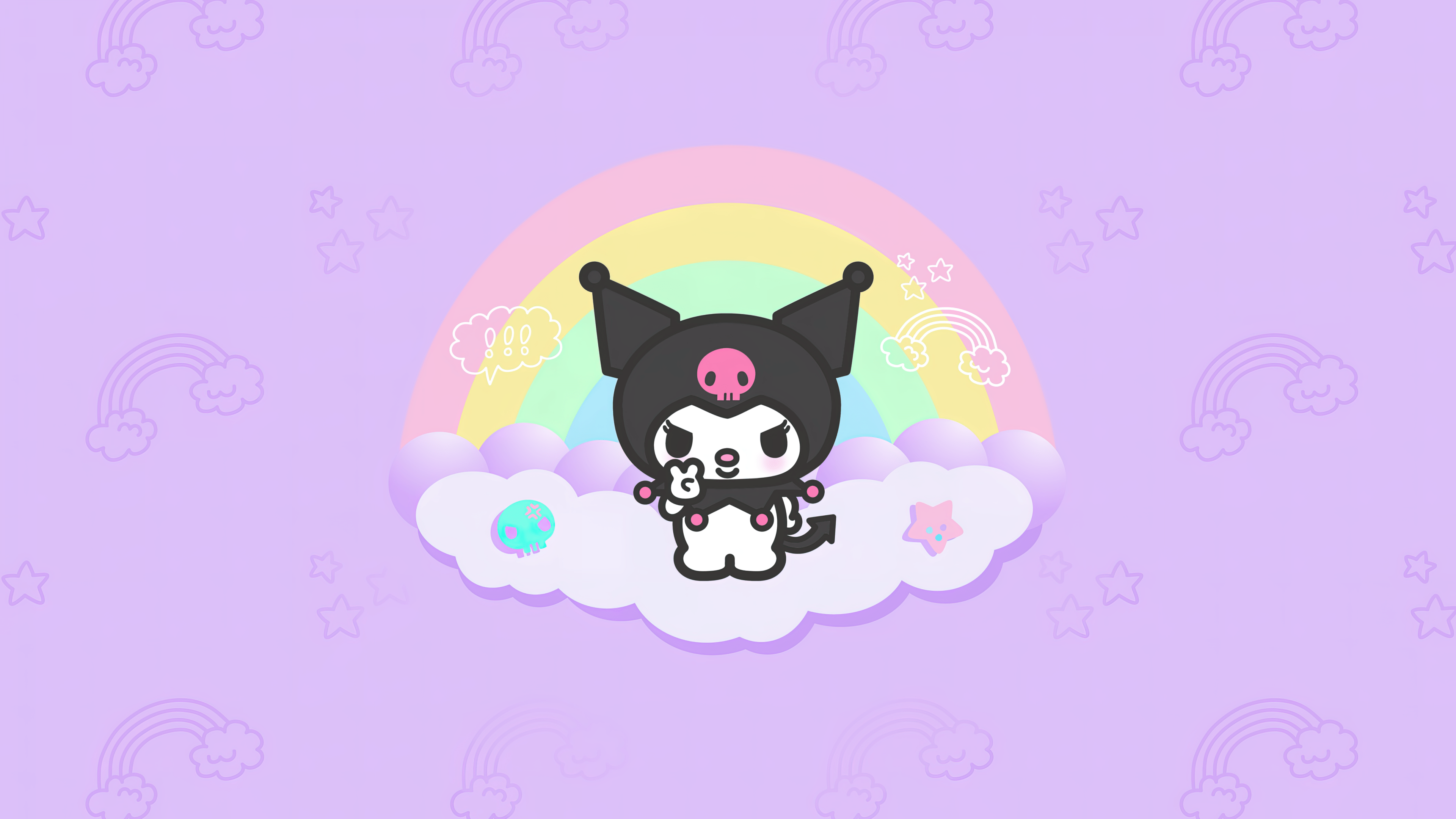 Kuromi Wallpaper 4K, Hello Kitty, Black