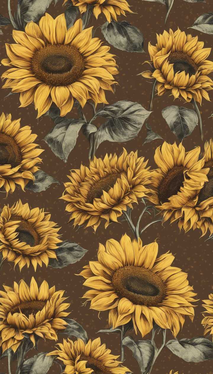 Retro aesthetic sunflower pattern