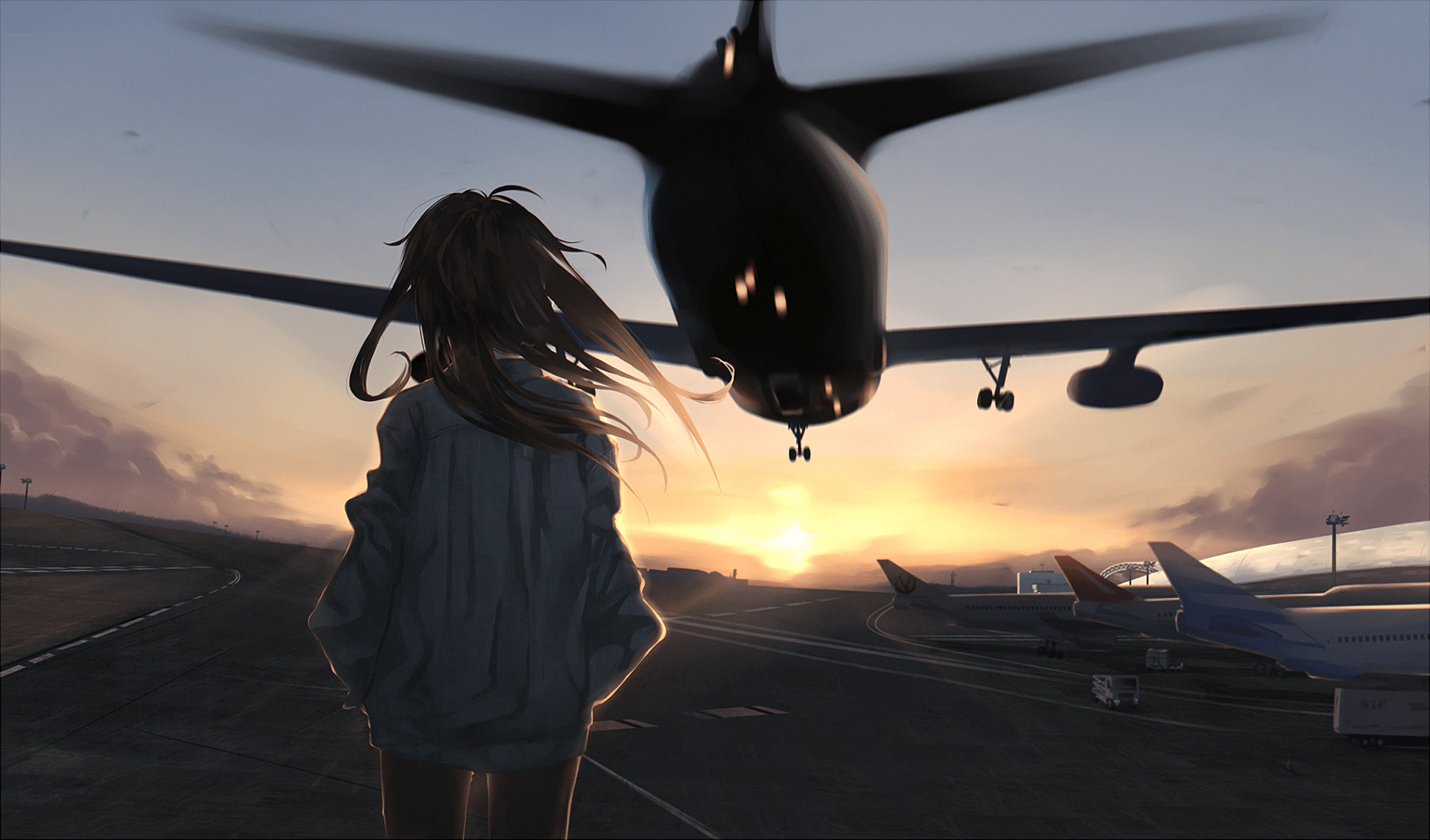 Anime Airport Sunset