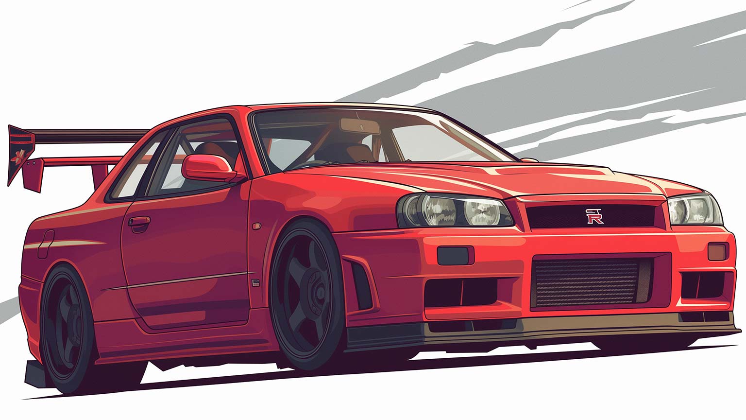 Red Nissan Skyline R34 GTR Desktop