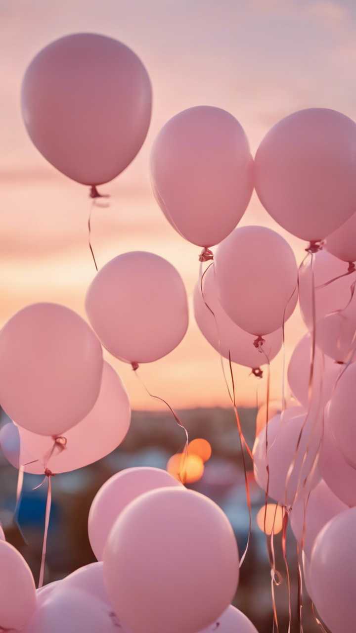 Light pink balloons floating against a