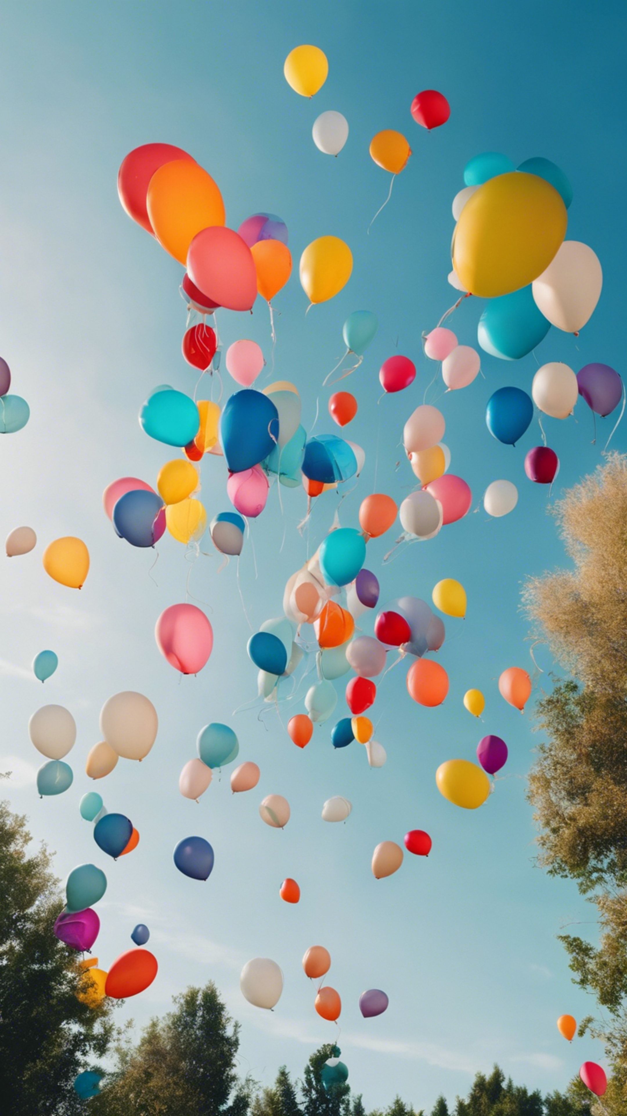 colorful helium balloons floating