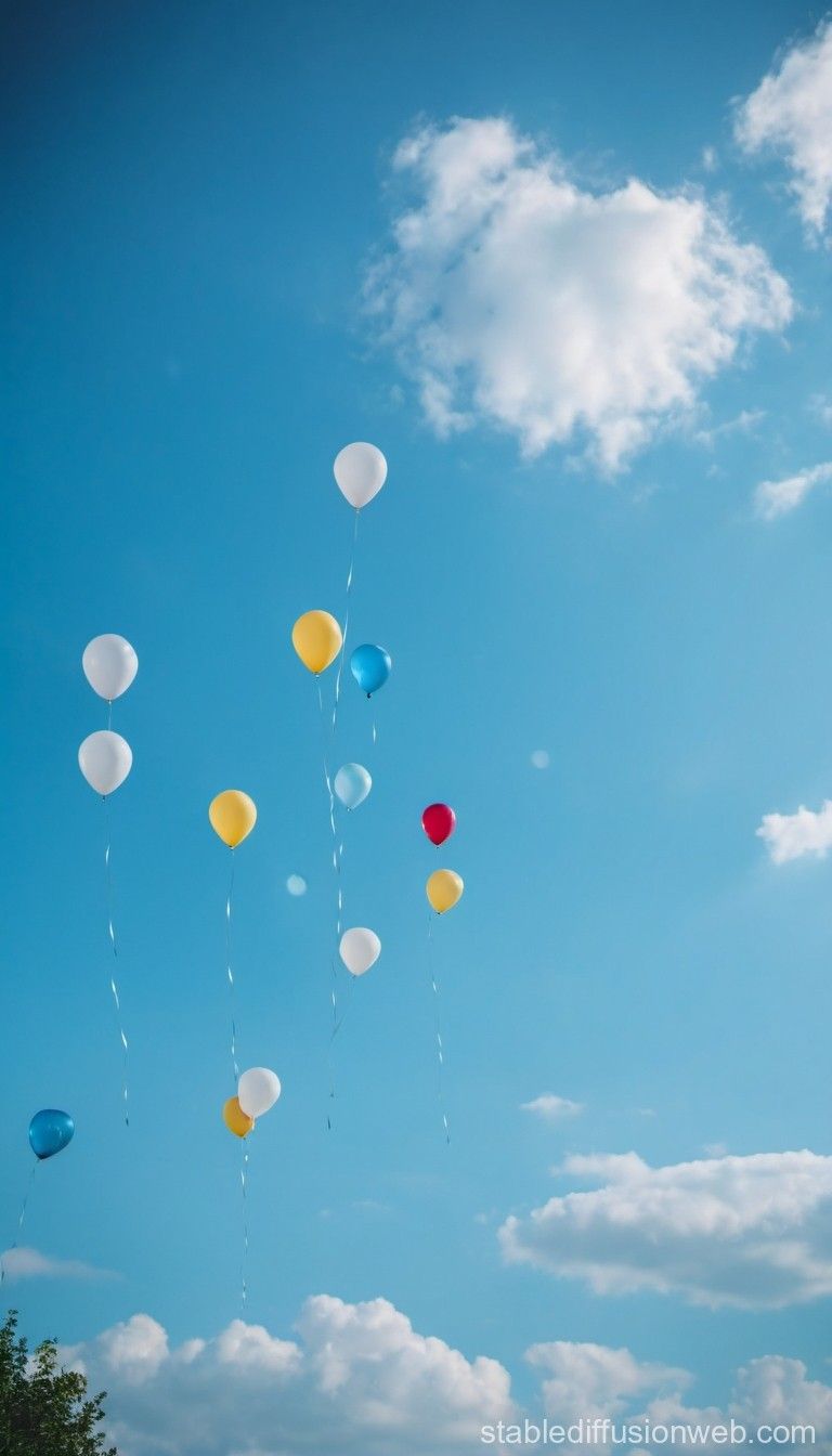 Balloons Filling Blue Sky. Stable