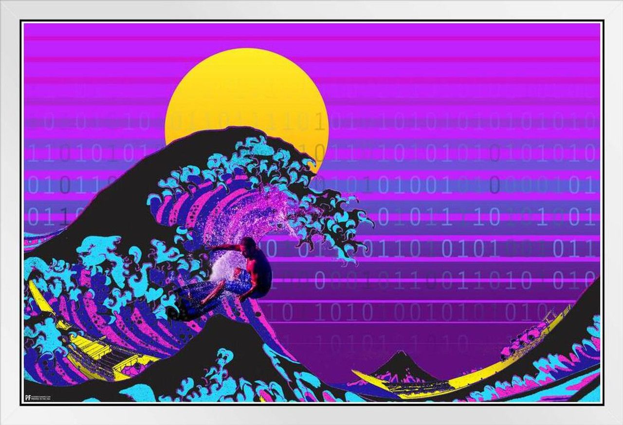 Great Wave Surfer Surfing Vaporwave