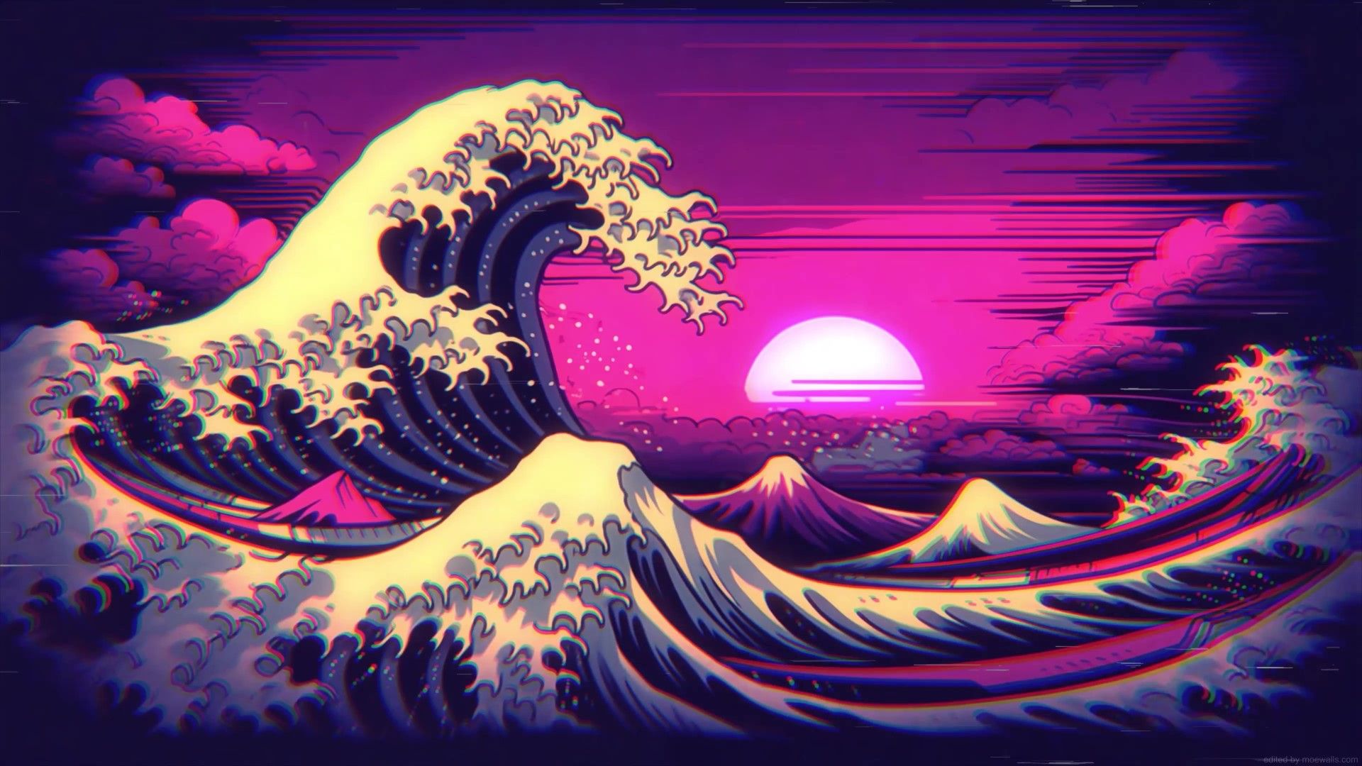 Synth Waves Kanagawa Live Wallpaper