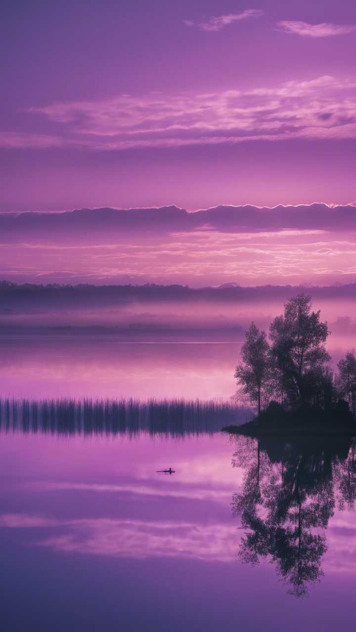 vast lake under a bluish purple sky