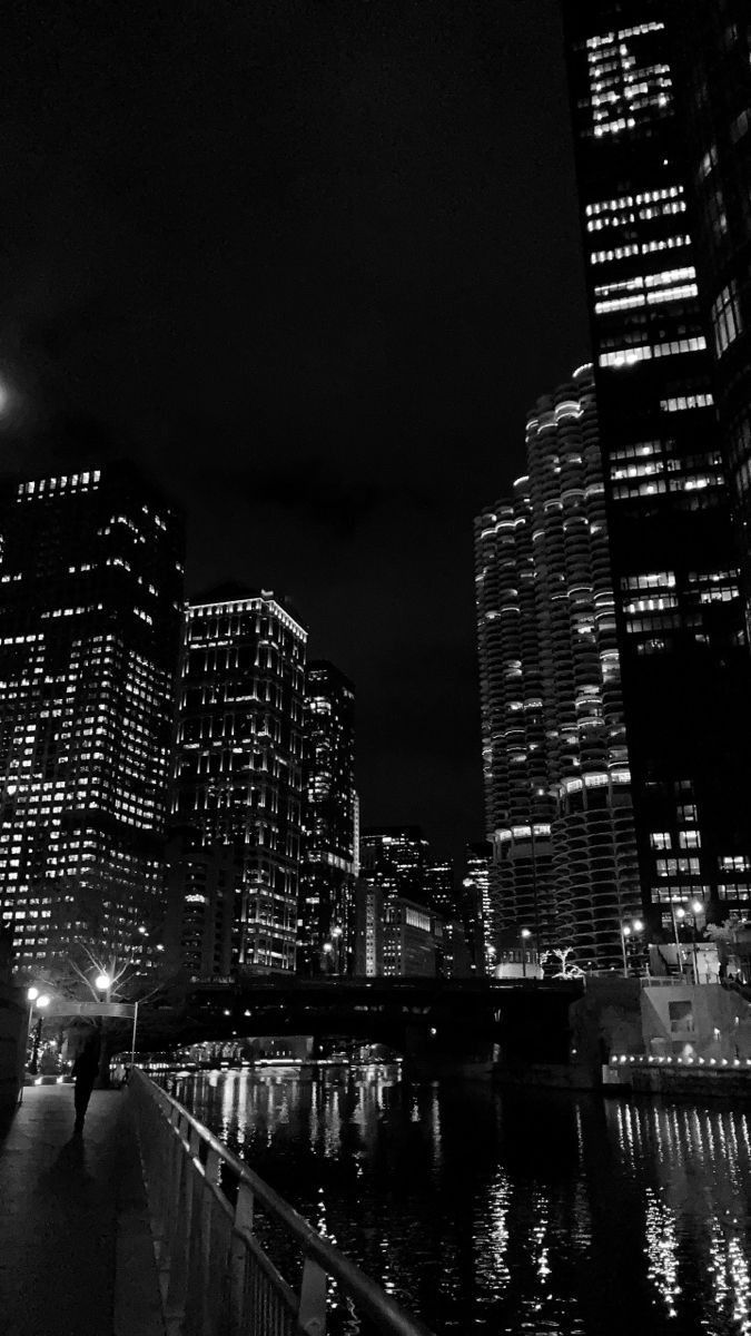 A black and white photo of the city - City, dark, black