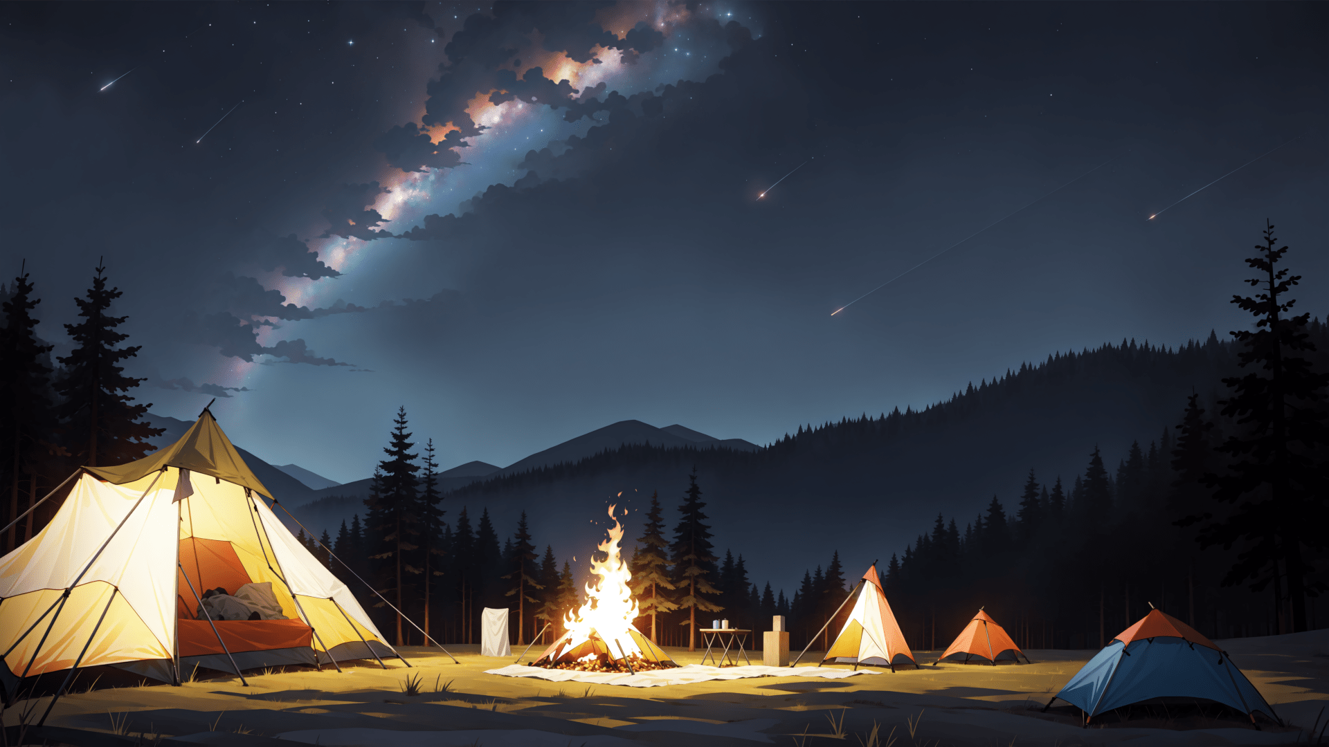 Night Out Camping Wallpaper