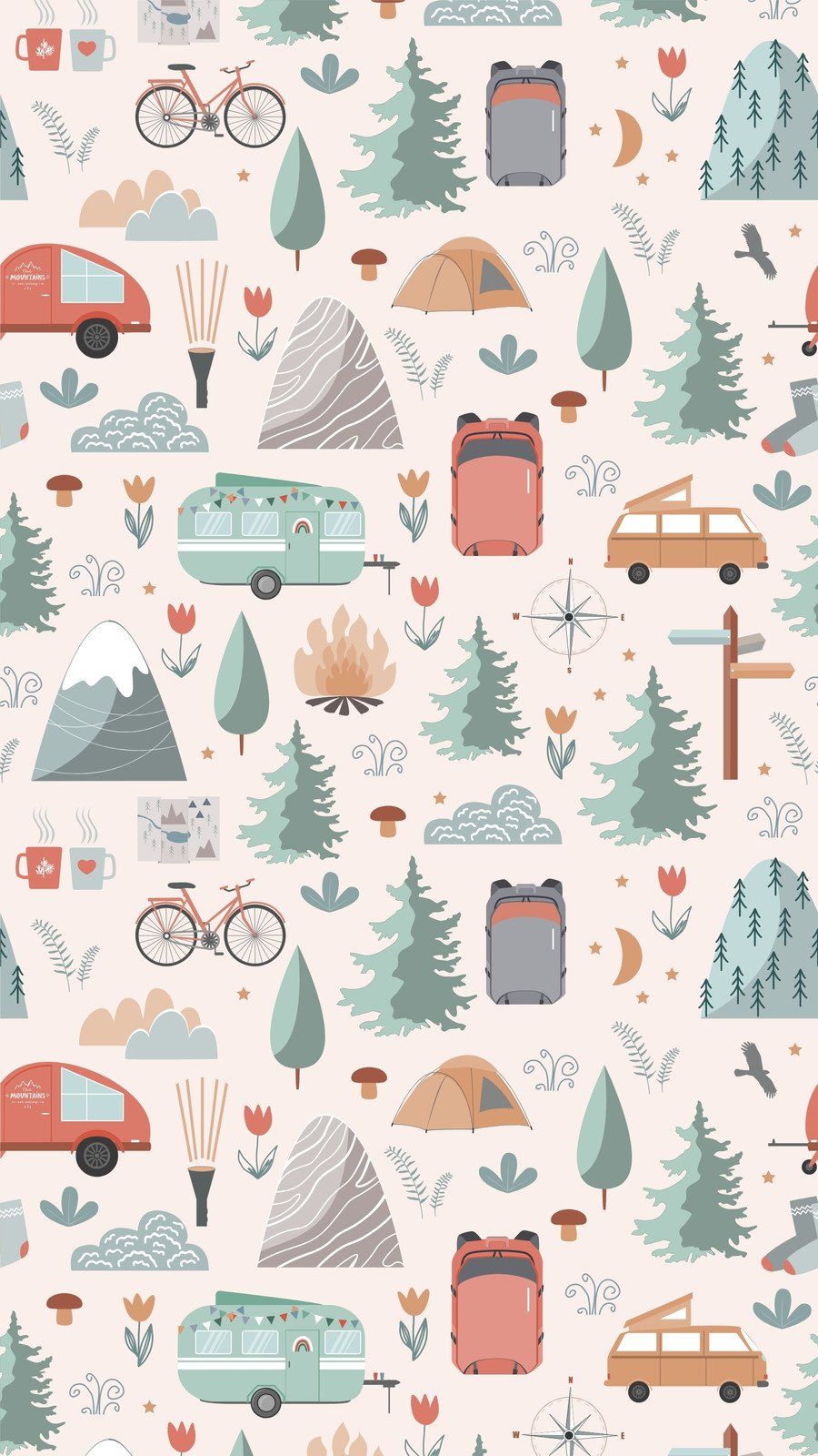 Kawaii Camping Wallpaper