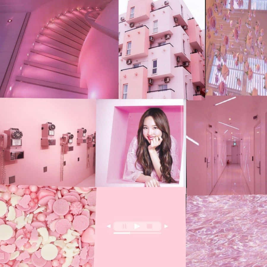 Aesthetic Pink Collage With Macaroon