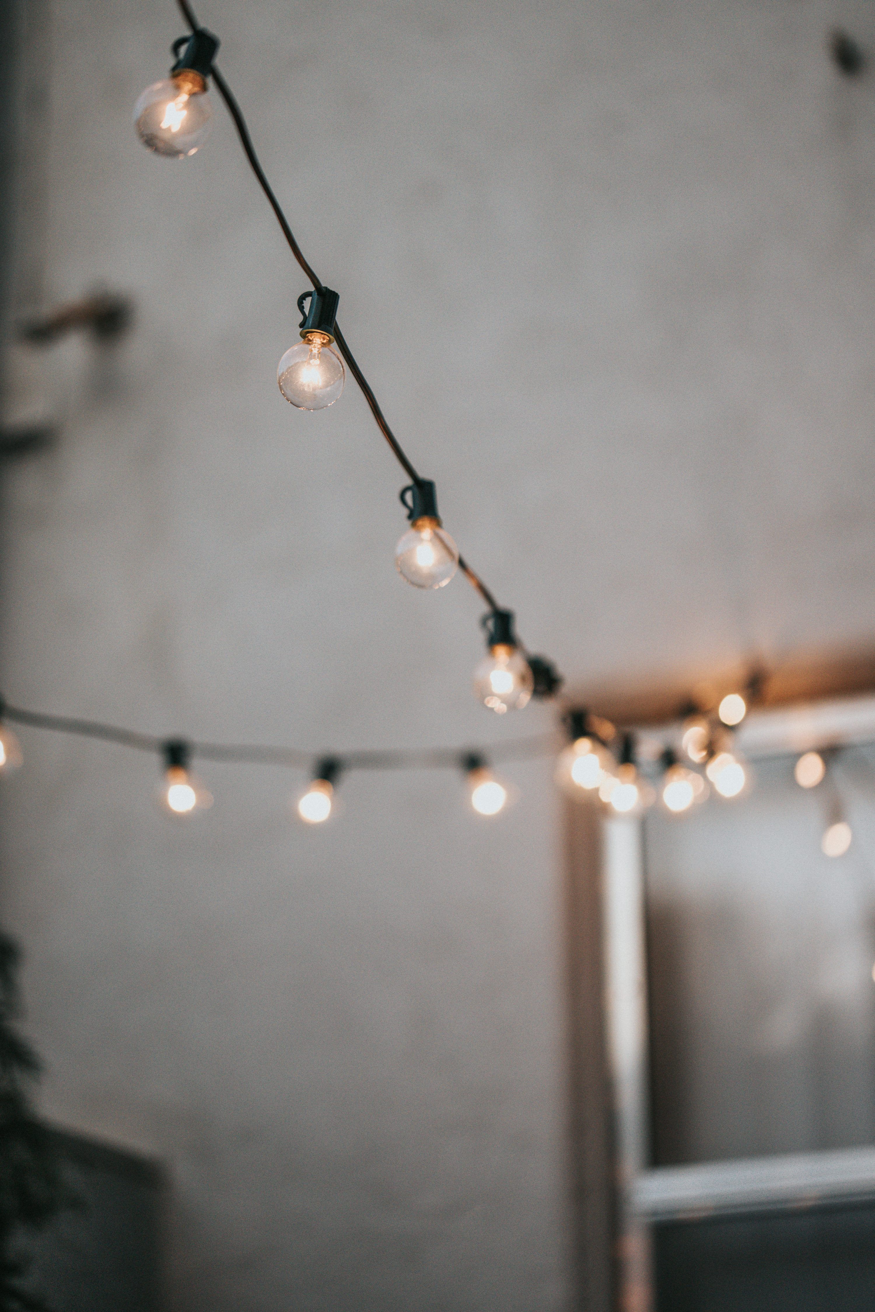 White and brown string lights photo