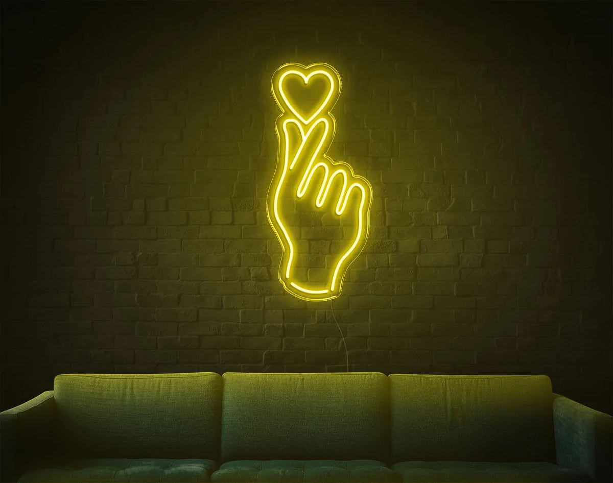 Hand Heart UWU Neon Sign by jobcounter