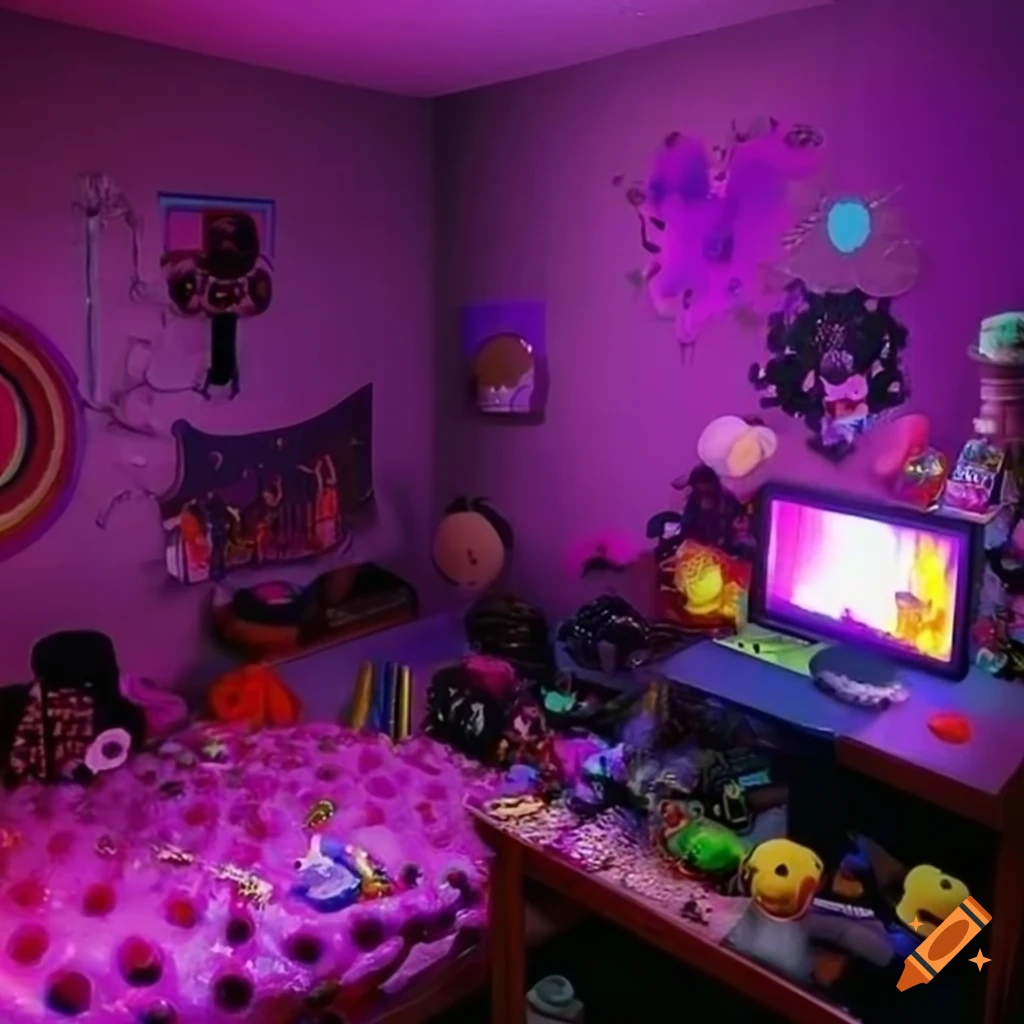 Room with weirdcore and punk aesthetic