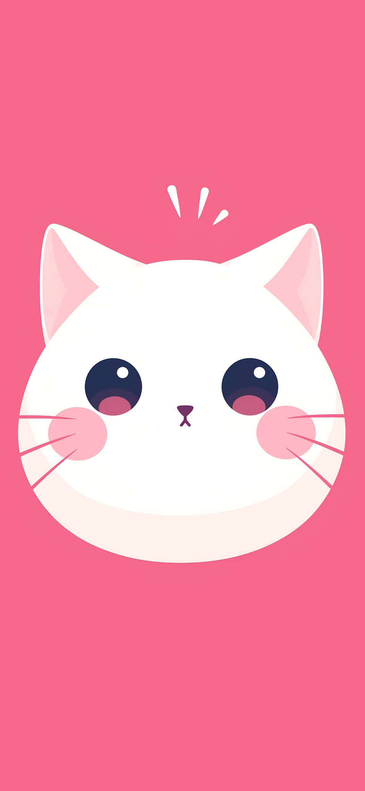 Kawaii White Cat Pink Background