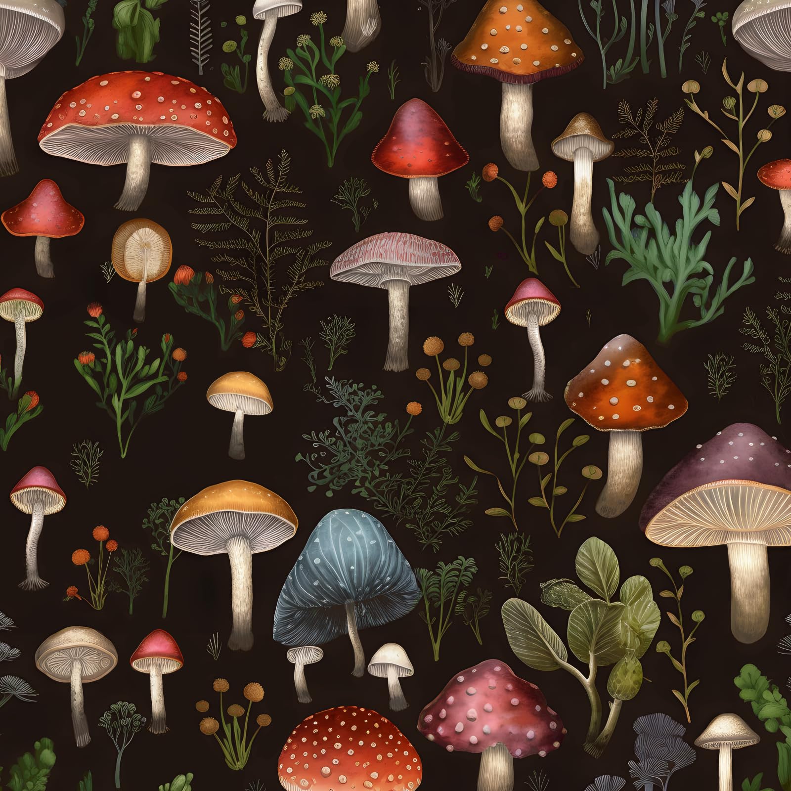 XRUIBZI Black Mushroom Wallpaper Peel