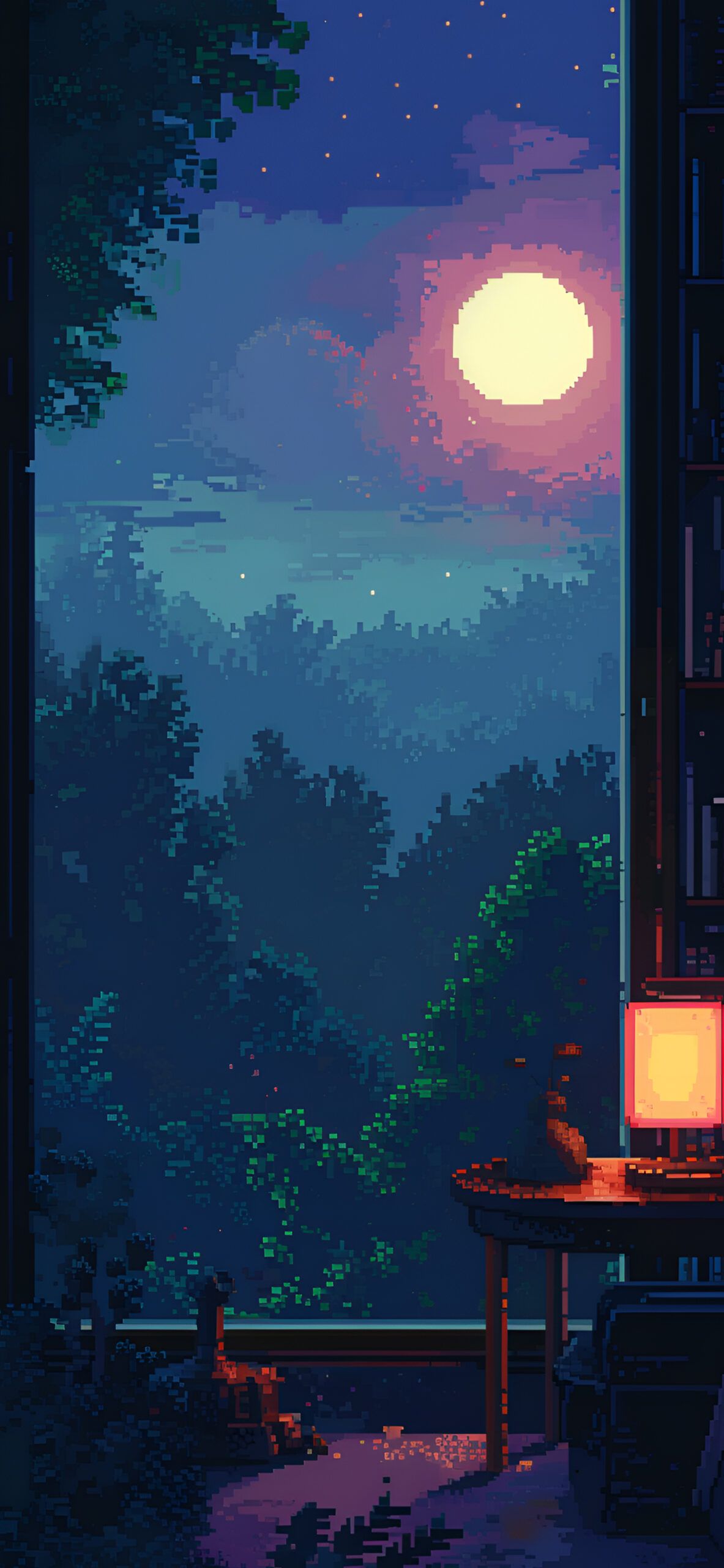 Retro Pixel Art Night Sky Wallpaper