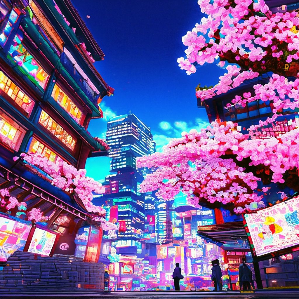 Pixel art Tokyo. 3D pixel wallpaper