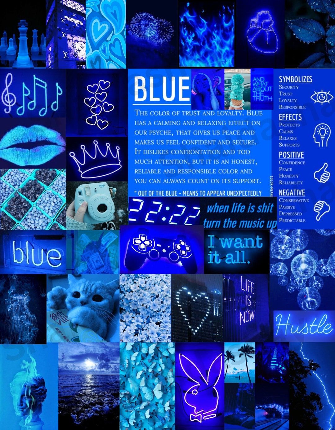 Calming, neon blue