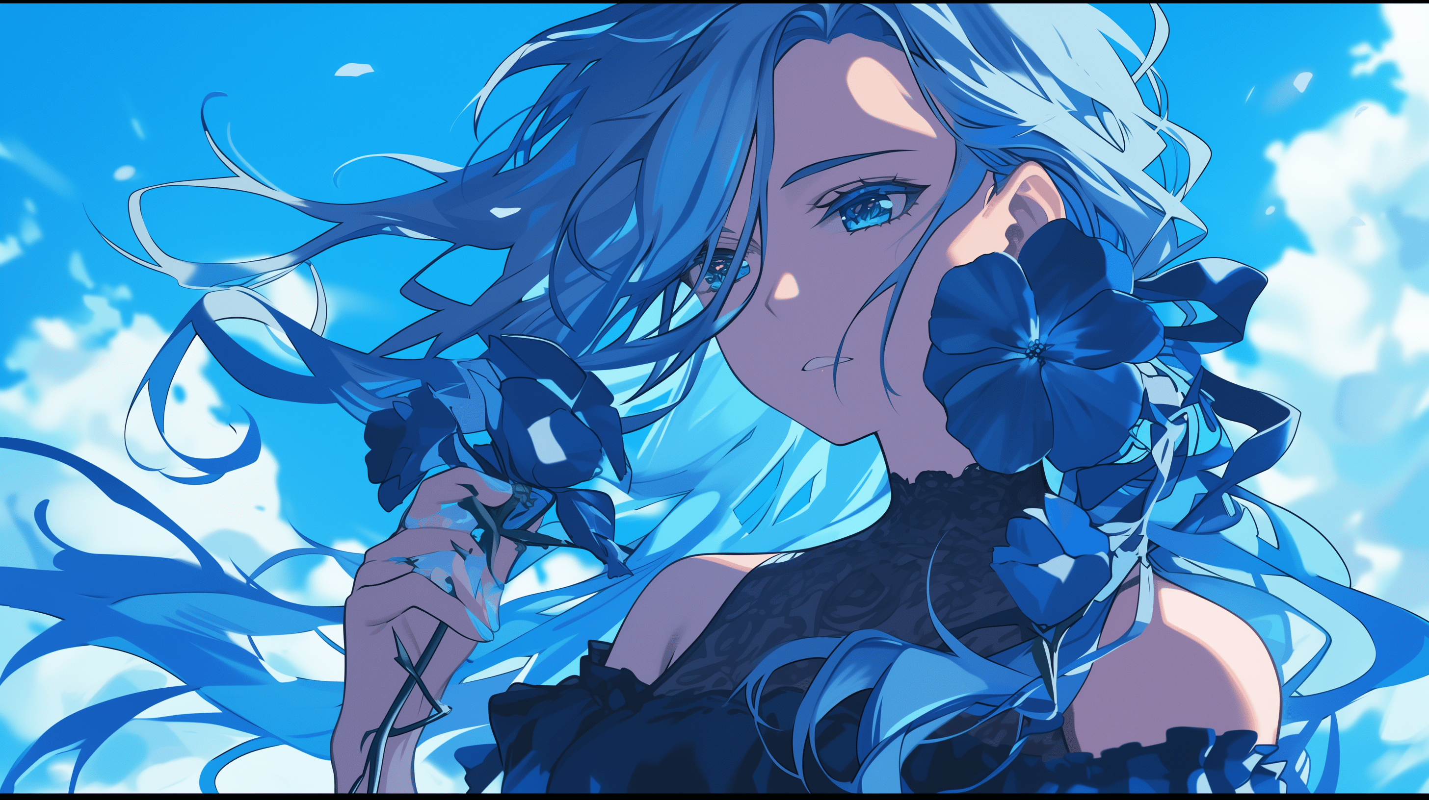 Blue Aesthetic Anime Girl HD Wallpaper