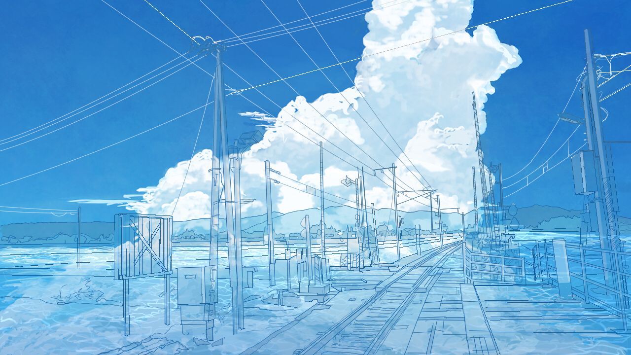 Aesthetic Blue Anime PC Wallpaper