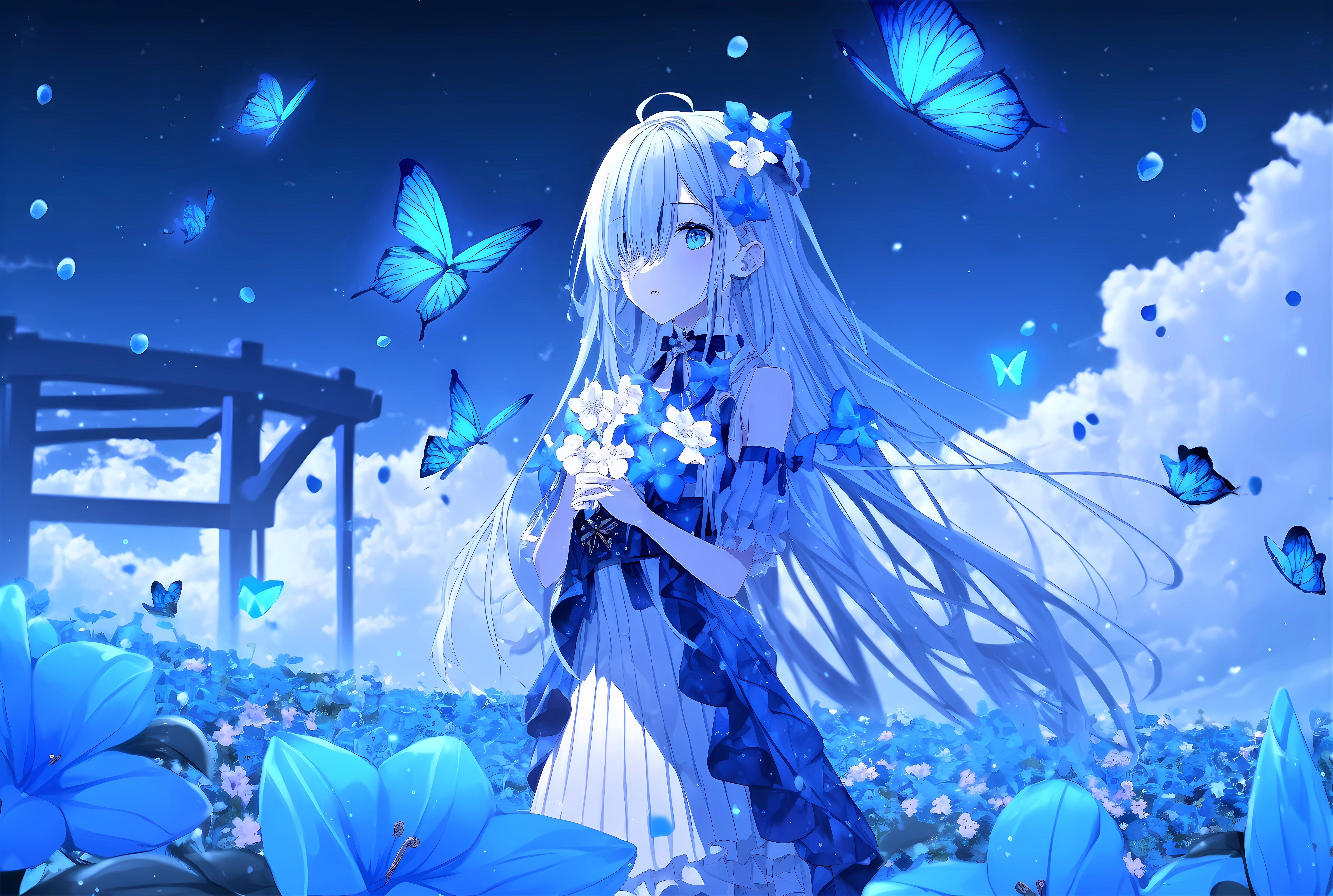 Anime girl Wallpaper 4K, Beautiful