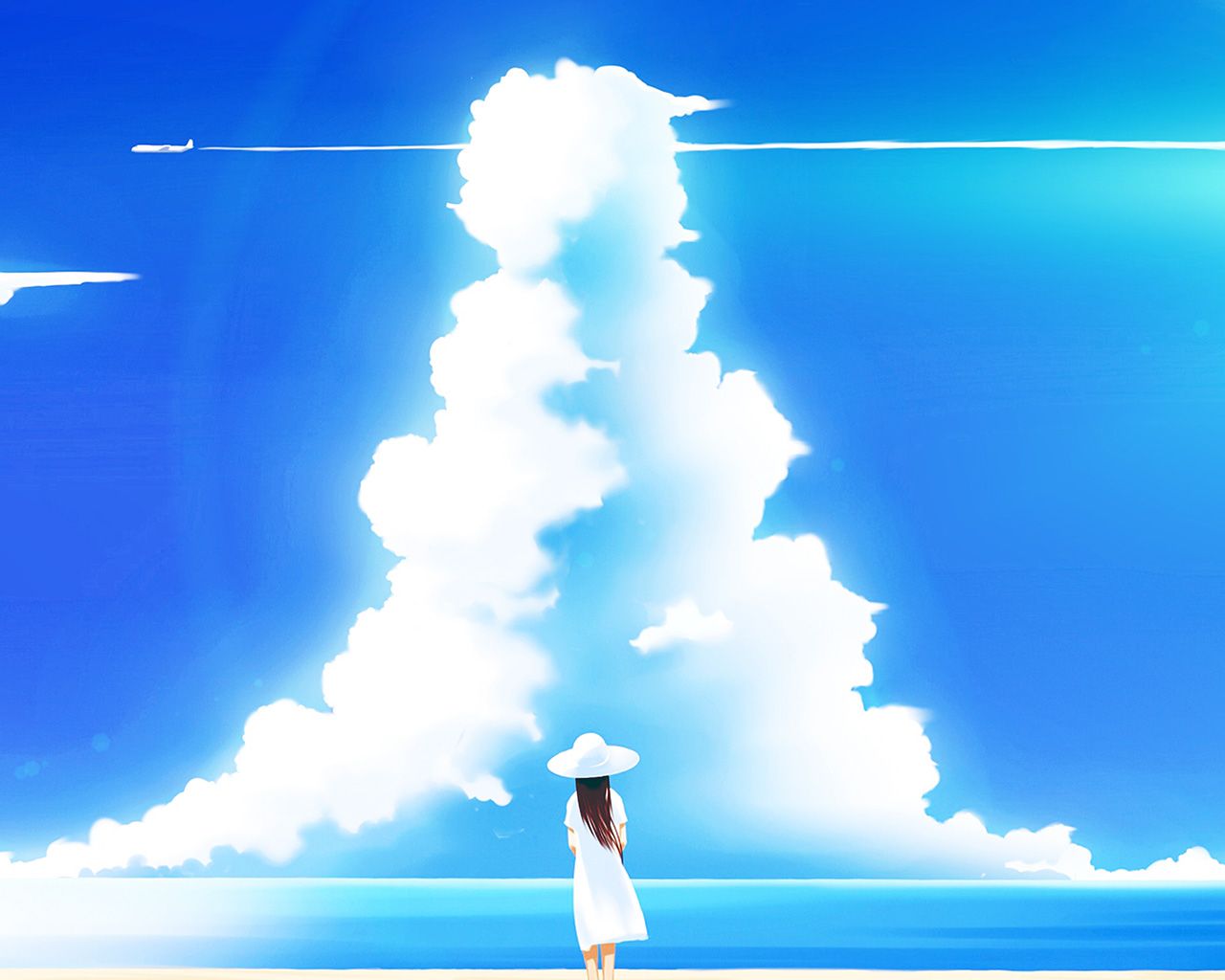 Girl Animeo Blue Sky Illustration