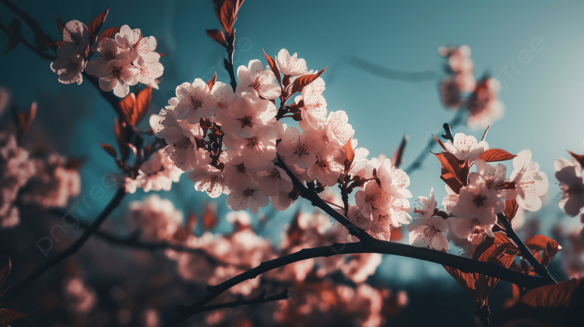 Cherry Blossom Branch With Sun On It