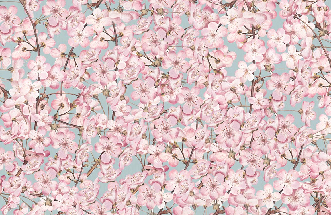 Pink Cherry Blossom Floral Mural