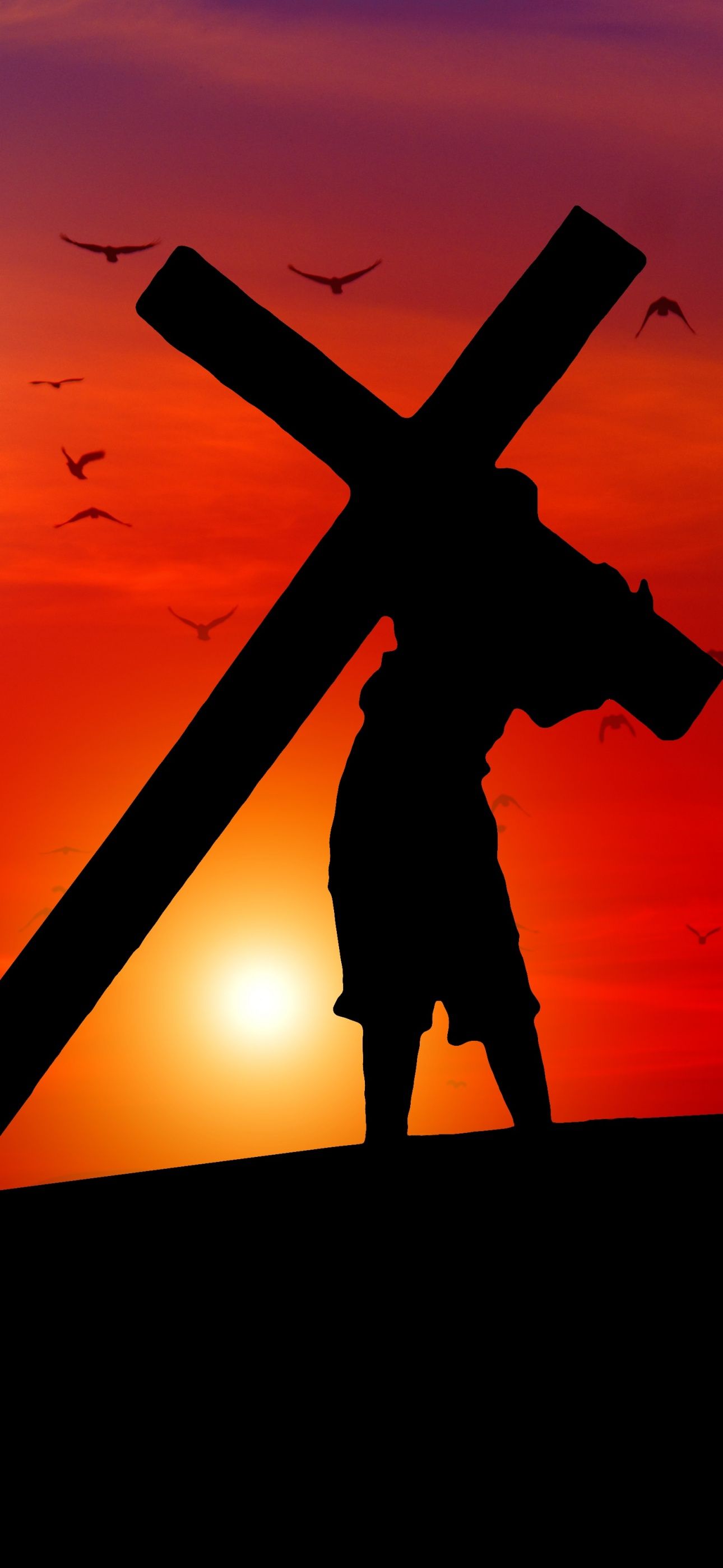 Jesus Cross Wallpaper 4K, Sunset