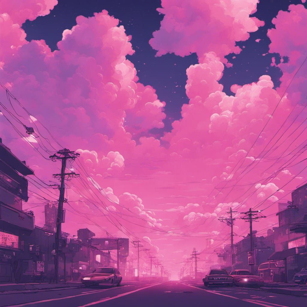 Dreamy lofi clouds anime aesthetic