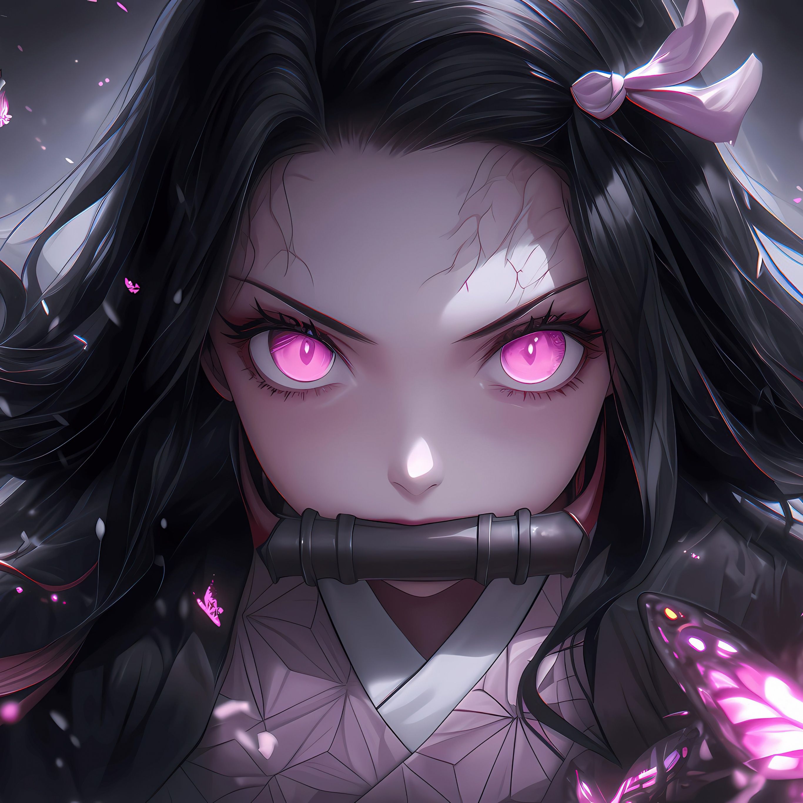 Pink aesthetic Wallpaper 4K, Nezuko Kamado