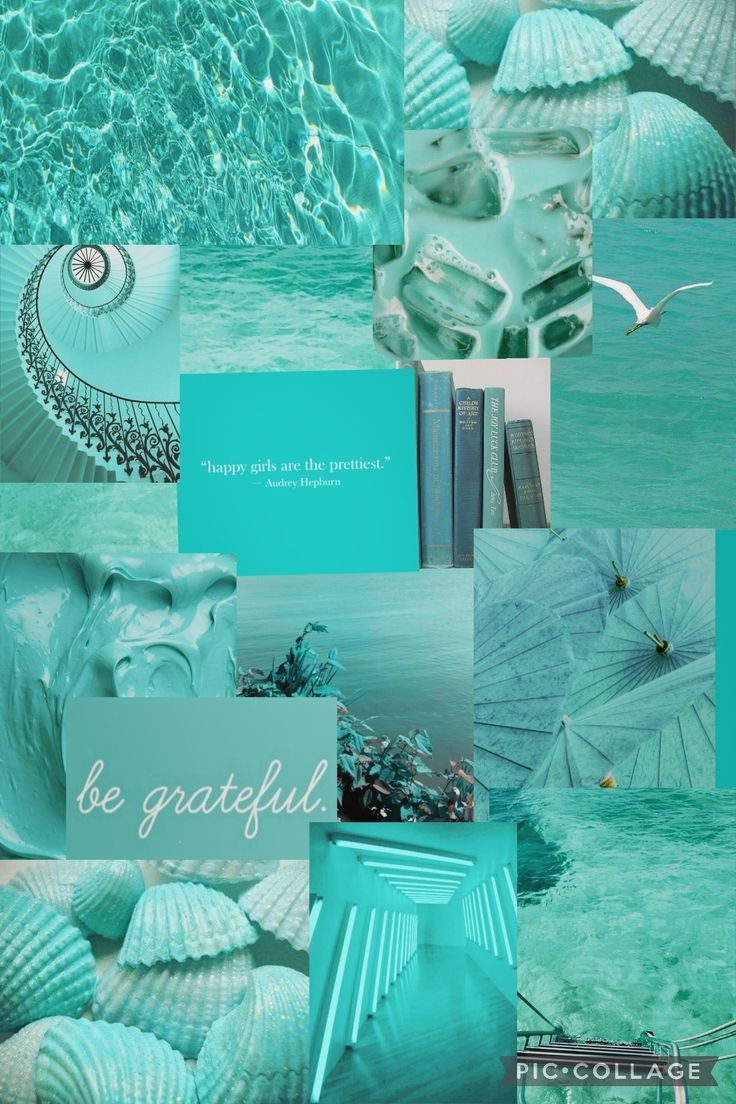 Turquoise, aqua blue collage wallpaper