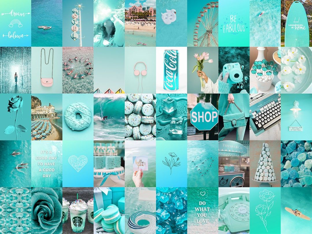 Teal Wall Collage Kit Digital, Teal